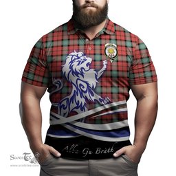 ScotsTee Shop Scottish Kerr Ancient Clan Crest Tartan Polo Shirt Alba Gu Brath Regal Lion Emblem