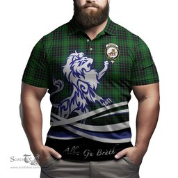 ScotsTee Shop Scottish MacAulay Hunting Clan Crest Tartan Polo Shirt Alba Gu Brath Regal Lion Emblem