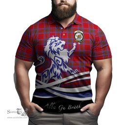 ScotsTee Shop Scottish Leslie Modern Clan Crest Tartan Polo Shirt Alba Gu Brath Regal Lion Emblem