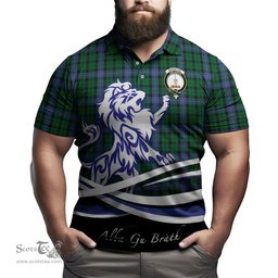 ScotsTee Shop Scottish MacIntyre Clan Crest Tartan Polo Shirt Alba Gu Brath Regal Lion Emblem