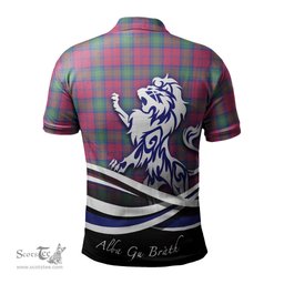 ScotsTee Shop Scottish Lindsay Ancient Clan Crest Tartan Polo Shirt Alba Gu Brath Regal Lion Emblem