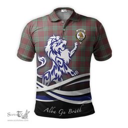 ScotsTee Shop Scottish MacGregor Hunting Ancient Clan Crest Tartan Polo Shirt Alba Gu Brath Regal Lion Emblem