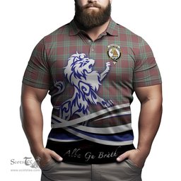 ScotsTee Shop Scottish MacGregor Hunting Ancient Clan Crest Tartan Polo Shirt Alba Gu Brath Regal Lion Emblem