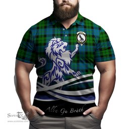 ScotsTee Shop Scottish MacKie Clan Crest Tartan Polo Shirt Alba Gu Brath Regal Lion Emblem