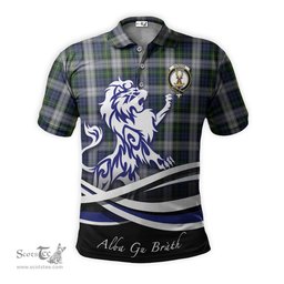 ScotsTee Shop Scottish Gordon Dress Clan Crest Tartan Polo Shirt Alba Gu Brath Regal Lion Emblem