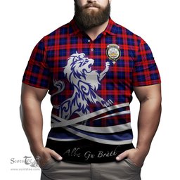 ScotsTee Shop Scottish MacLachlan Modern Clan Crest Tartan Polo Shirt Alba Gu Brath Regal Lion Emblem