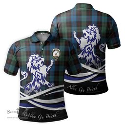 ScotsTee Shop Scottish Guthrie Clan Crest Tartan Polo Shirt Alba Gu Brath Regal Lion Emblem