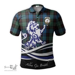 ScotsTee Shop Scottish Guthrie Clan Crest Tartan Polo Shirt Alba Gu Brath Regal Lion Emblem