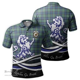 ScotsTee Shop Scottish Leslie Hunting Ancient Clan Crest Tartan Polo Shirt Alba Gu Brath Regal Lion Emblem