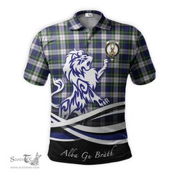 ScotsTee Shop Scottish Gordon Dress Modern Clan Crest Tartan Polo Shirt Alba Gu Brath Regal Lion Emblem