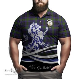 ScotsTee Shop Scottish Lumsden Hunting Clan Crest Tartan Polo Shirt Alba Gu Brath Regal Lion Emblem