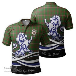 ScotsTee Shop Scottish MacKinnon Hunting Modern Clan Crest Tartan Polo Shirt Alba Gu Brath Regal Lion Emblem