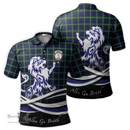 ScotsTee Shop Scottish Lamont Modern Clan Crest Tartan Polo Shirt Alba Gu Brath Regal Lion Emblem