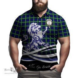 ScotsTee Shop Scottish Lamont Modern Clan Crest Tartan Polo Shirt Alba Gu Brath Regal Lion Emblem