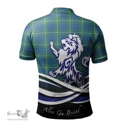 ScotsTee Shop Scottish Hamilton Hunting Ancient Clan Crest Tartan Polo Shirt Alba Gu Brath Regal Lion Emblem