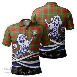 ScotsTee Shop Scottish Grierson Clan Crest Tartan Polo Shirt Alba Gu Brath Regal Lion Emblem