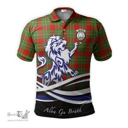 ScotsTee Shop Scottish Grierson Clan Crest Tartan Polo Shirt Alba Gu Brath Regal Lion Emblem