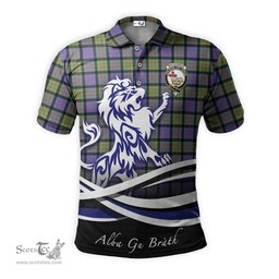 ScotsTee Shop Scottish MacDonald Ancient Clan Crest Tartan Polo Shirt Alba Gu Brath Regal Lion Emblem