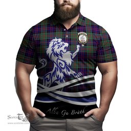 ScotsTee Shop Scottish MacDonald of Clan Ranald Clan Crest Tartan Polo Shirt Alba Gu Brath Regal Lion Emblem