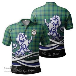 ScotsTee Shop Scottish Kennedy Ancient Clan Crest Tartan Polo Shirt Alba Gu Brath Regal Lion Emblem