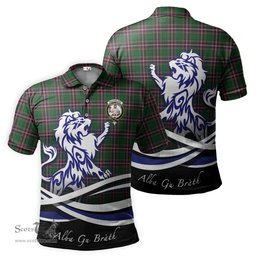 ScotsTee Shop Scottish MacFarlane Hunting Clan Crest Tartan Polo Shirt Alba Gu Brath Regal Lion Emblem