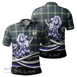 ScotsTee Shop Scottish MacInnes Dress Clan Crest Tartan Polo Shirt Alba Gu Brath Regal Lion Emblem