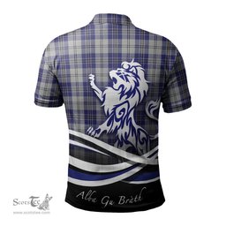 ScotsTee Shop Scottish MacPherson Dress Blue Clan Crest Tartan Polo Shirt Alba Gu Brath Regal Lion Emblem