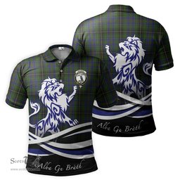 ScotsTee Shop Scottish MacInnes Clan Crest Tartan Polo Shirt Alba Gu Brath Regal Lion Emblem