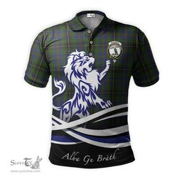 ScotsTee Shop Scottish MacInnes Clan Crest Tartan Polo Shirt Alba Gu Brath Regal Lion Emblem