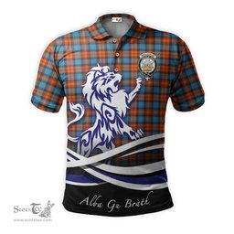 ScotsTee Shop Scottish MacLachlan Ancient Clan Crest Tartan Polo Shirt Alba Gu Brath Regal Lion Emblem
