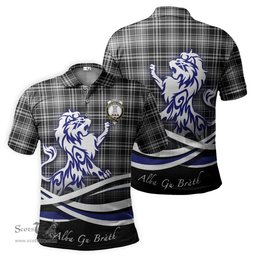ScotsTee Shop Scottish MacLean Black and White Clan Crest Tartan Polo Shirt Alba Gu Brath Regal Lion Emblem