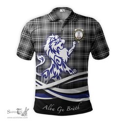ScotsTee Shop Scottish MacLean Black and White Clan Crest Tartan Polo Shirt Alba Gu Brath Regal Lion Emblem