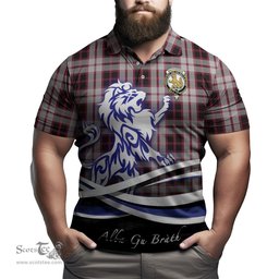 ScotsTee Shop Scottish MacPherson Clan Crest Tartan Polo Shirt Alba Gu Brath Regal Lion Emblem