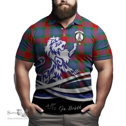 ScotsTee Shop Scottish Mar Clan Crest Tartan Polo Shirt Alba Gu Brath Regal Lion Emblem