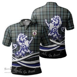 ScotsTee Shop Scottish Ogilvie (Ogilvy) Hunting Clan Crest Tartan Polo Shirt Alba Gu Brath Regal Lion Emblem
