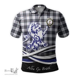 ScotsTee Shop Scottish MacRae Dress Modern Clan Crest Tartan Polo Shirt Alba Gu Brath Regal Lion Emblem