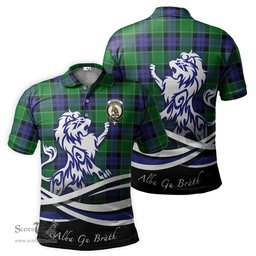 ScotsTee Shop Scottish Monteith Clan Crest Tartan Polo Shirt Alba Gu Brath Regal Lion Emblem