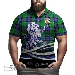 ScotsTee Shop Scottish Monteith Clan Crest Tartan Polo Shirt Alba Gu Brath Regal Lion Emblem