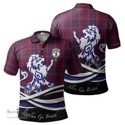 ScotsTee Shop Scottish McCall (Caithness) Clan Crest Tartan Polo Shirt Alba Gu Brath Regal Lion Emblem