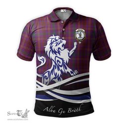 ScotsTee Shop Scottish McCall (Caithness) Clan Crest Tartan Polo Shirt Alba Gu Brath Regal Lion Emblem
