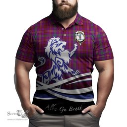 ScotsTee Shop Scottish McCall (Caithness) Clan Crest Tartan Polo Shirt Alba Gu Brath Regal Lion Emblem