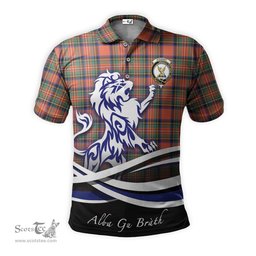 ScotsTee Shop Scottish Stewart Royal Ancient Clan Crest Tartan Polo Shirt Alba Gu Brath Regal Lion Emblem