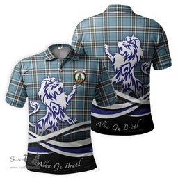 ScotsTee Shop Scottish Thomson Clan Crest Tartan Polo Shirt Alba Gu Brath Regal Lion Emblem