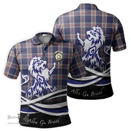 ScotsTee Shop Scottish Stewart of Appin Hunting Dress Clan Crest Tartan Polo Shirt Alba Gu Brath Regal Lion Emblem
