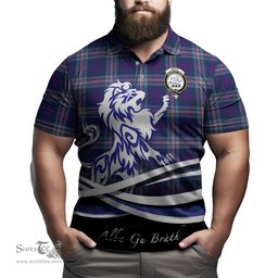 ScotsTee Shop Scottish Nevoy Clan Crest Tartan Polo Shirt Alba Gu Brath Regal Lion Emblem
