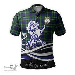 ScotsTee Shop Scottish MacNeil of Colonsay Modern Clan Crest Tartan Polo Shirt Alba Gu Brath Regal Lion Emblem