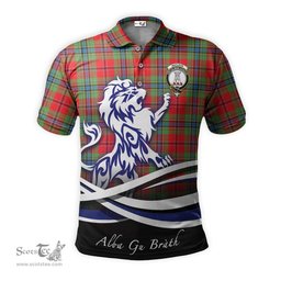 ScotsTee Shop Scottish MacLean of Duart Modern Clan Crest Tartan Polo Shirt Alba Gu Brath Regal Lion Emblem