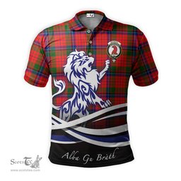 ScotsTee Shop Scottish MacNicol of Scorrybreac Clan Crest Tartan Polo Shirt Alba Gu Brath Regal Lion Emblem