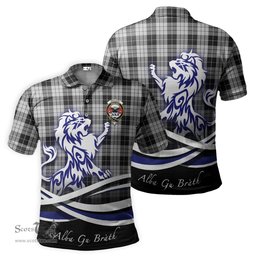 ScotsTee Shop Scottish MacLeod Black and White Clan Crest Tartan Polo Shirt Alba Gu Brath Regal Lion Emblem