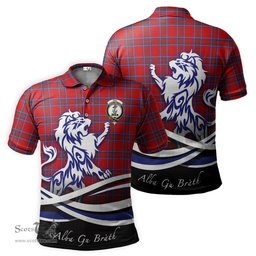 ScotsTee Shop Scottish Rait Clan Crest Tartan Polo Shirt Alba Gu Brath Regal Lion Emblem